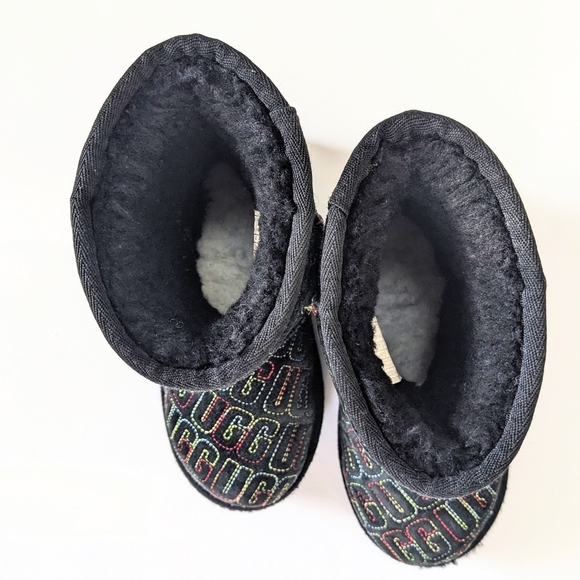 Kids UGGs Black and Multicolor Logo Boots - Picture 6 of 10